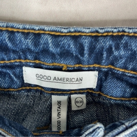 Good American Good Vintage Double Waistband Straight Leg Distressed Jeans 10/30 - Picture 8 of 10
